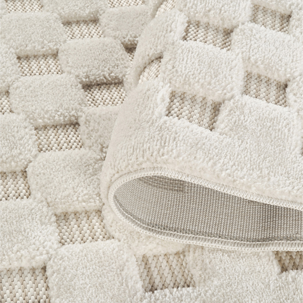 Freya Living Room Area Rug Contemporary 3D Embossed Modern Cubed Design - Cream 120cm x 170cm Image 3