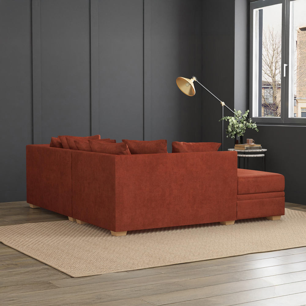 Modo 3 Seater Marmalade Plush Velvet Left Hand Scatter Back L-Shape Corner Sofa Image 8