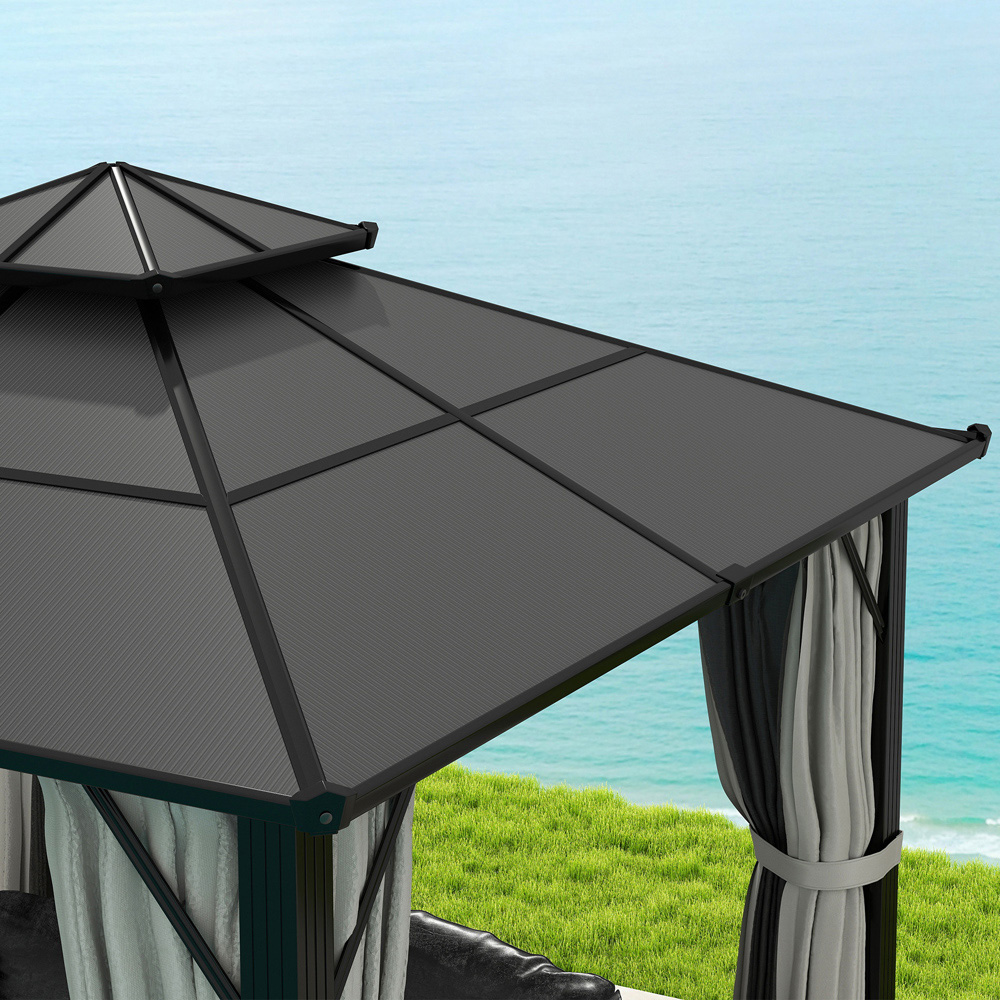 Outsunny 3 x 3m Grey Aluminium Frame Polycarbonate Hard Top Gazebo Image 3