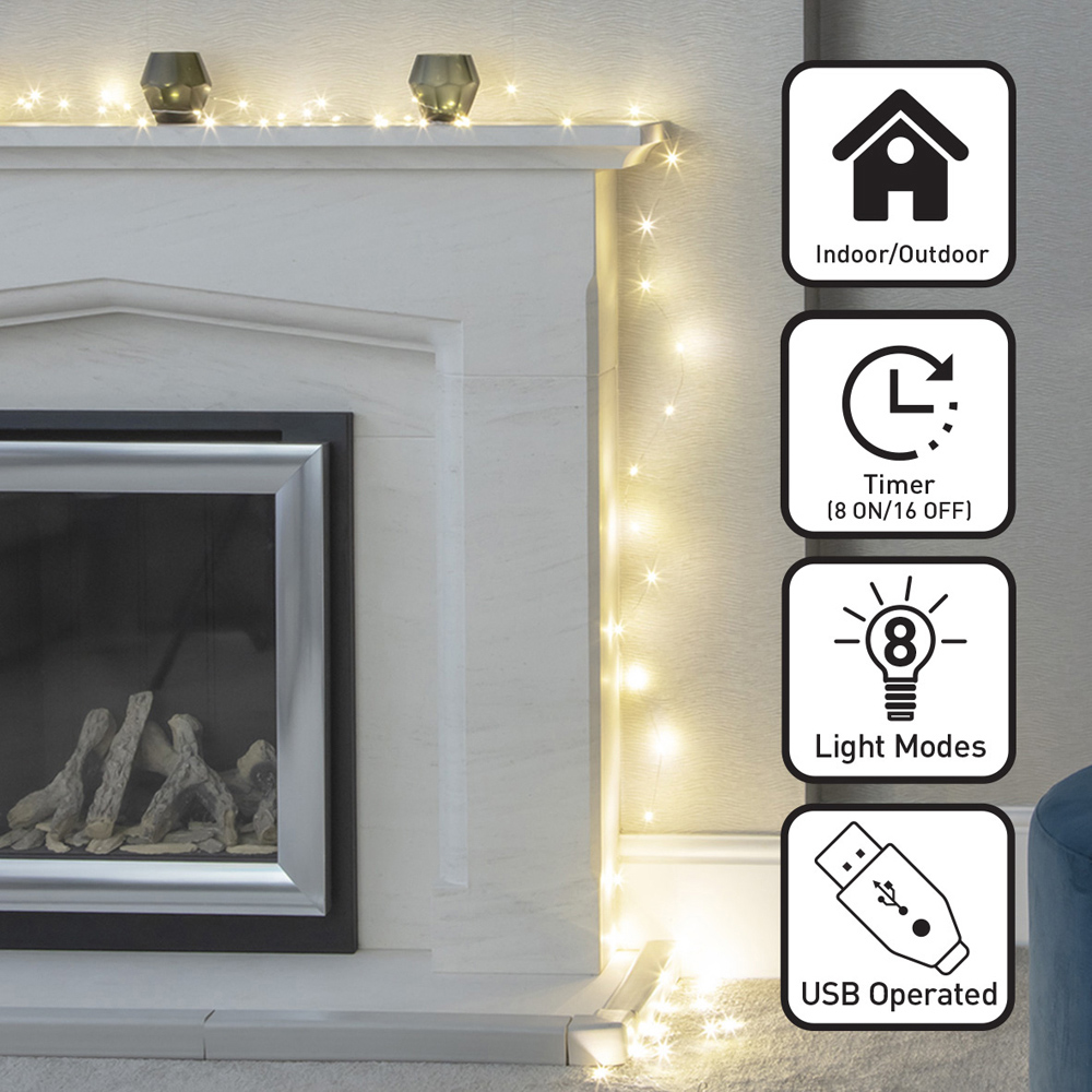 The Christmas Workshop 120 Warm White LED USB String Light Image 6