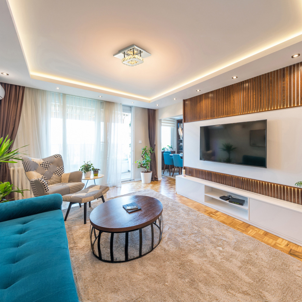 Happy Homewares Chrome Square Metal LED Ceiling Light with Crystal Glass Bead Image 2