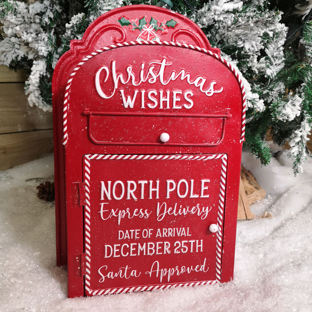Samuel Alexander Red and White Santa Metal Post Box Christmas Decoration Image 4