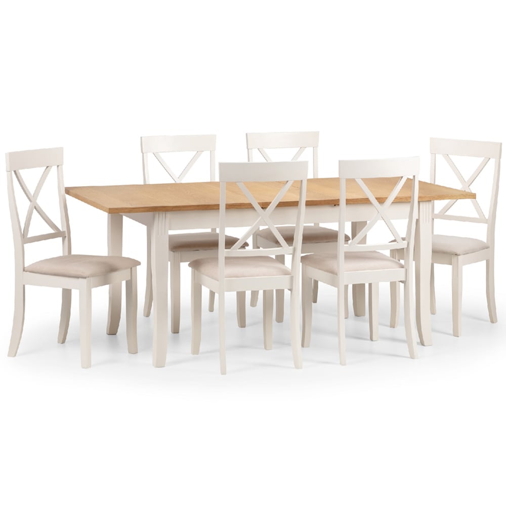 Julian Bowen Davenport 6 Seater Dining Set Oak and Ivory Image 2