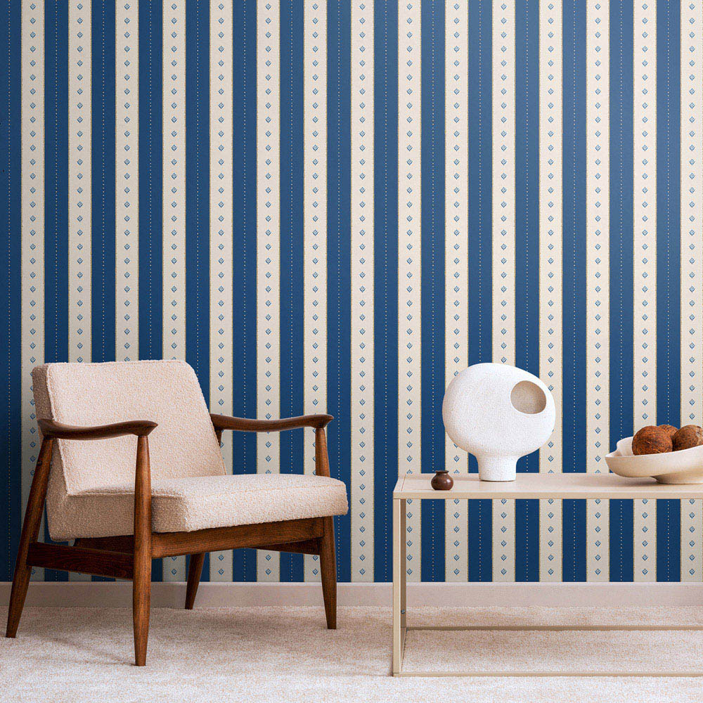 Hoopla Walls Purity Decorative Stripe Blue Wallpaper Image 2