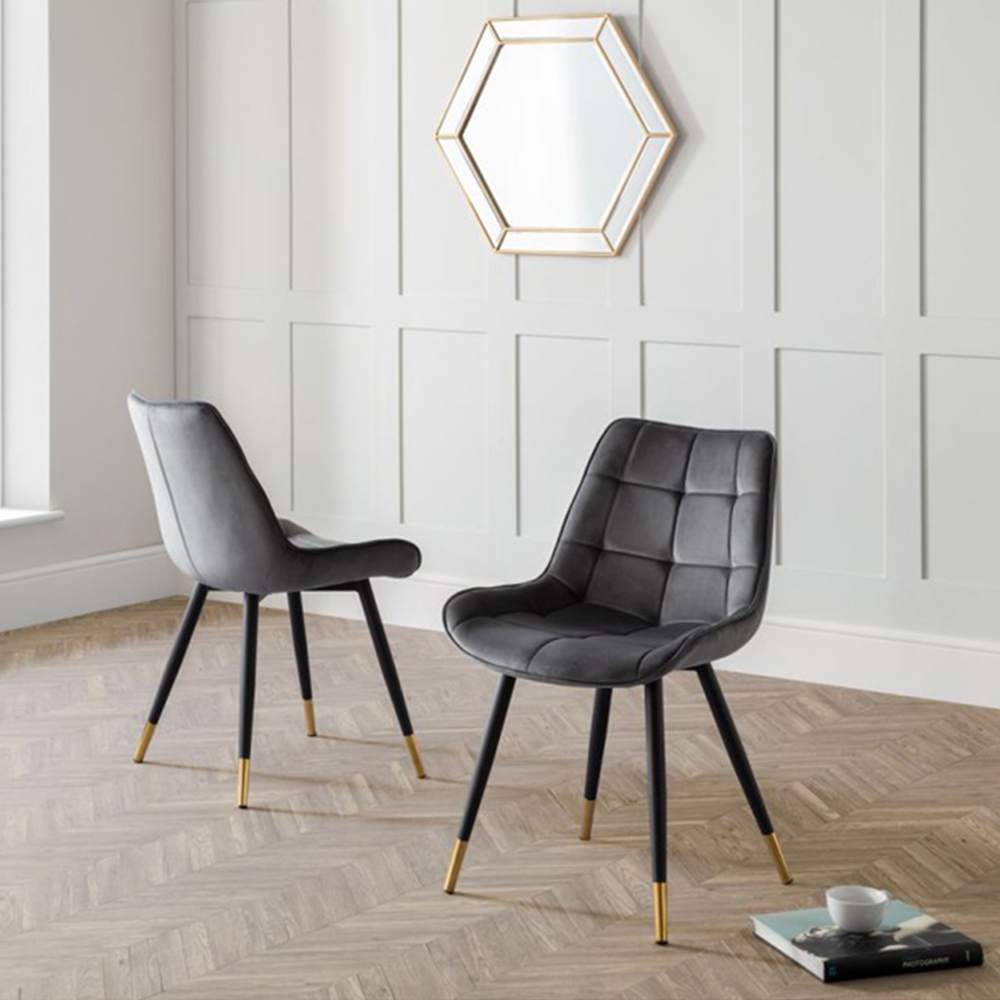 Julian Bowen Findlay Rectangular Table with Set of 4 Grey Hadid Chairs Image 7