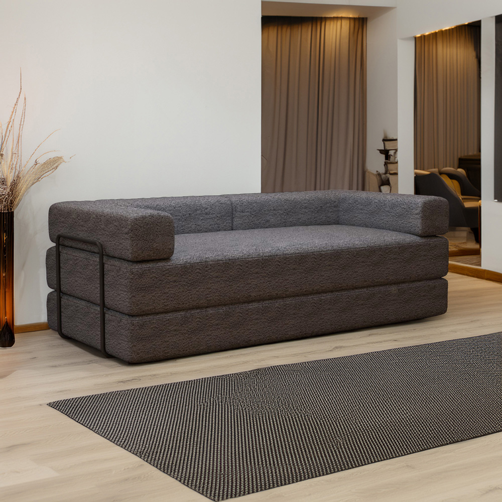 Sliding Wardrobes 4U 3 Seater Grey Larry Fabric Sofa Bed Image 5