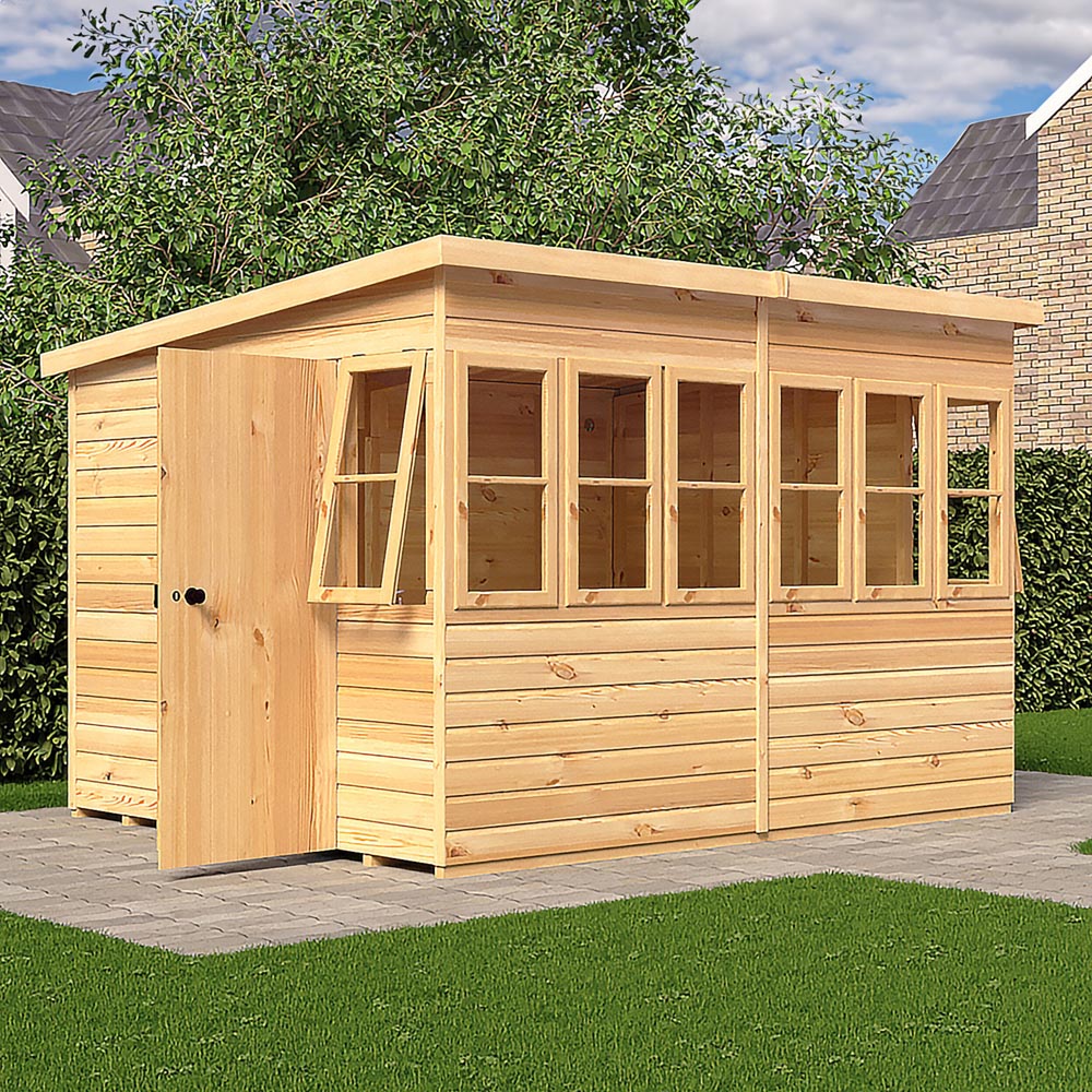 Shire 10 x 8ft Shiplap Style A Sun Pent Shed Image 7