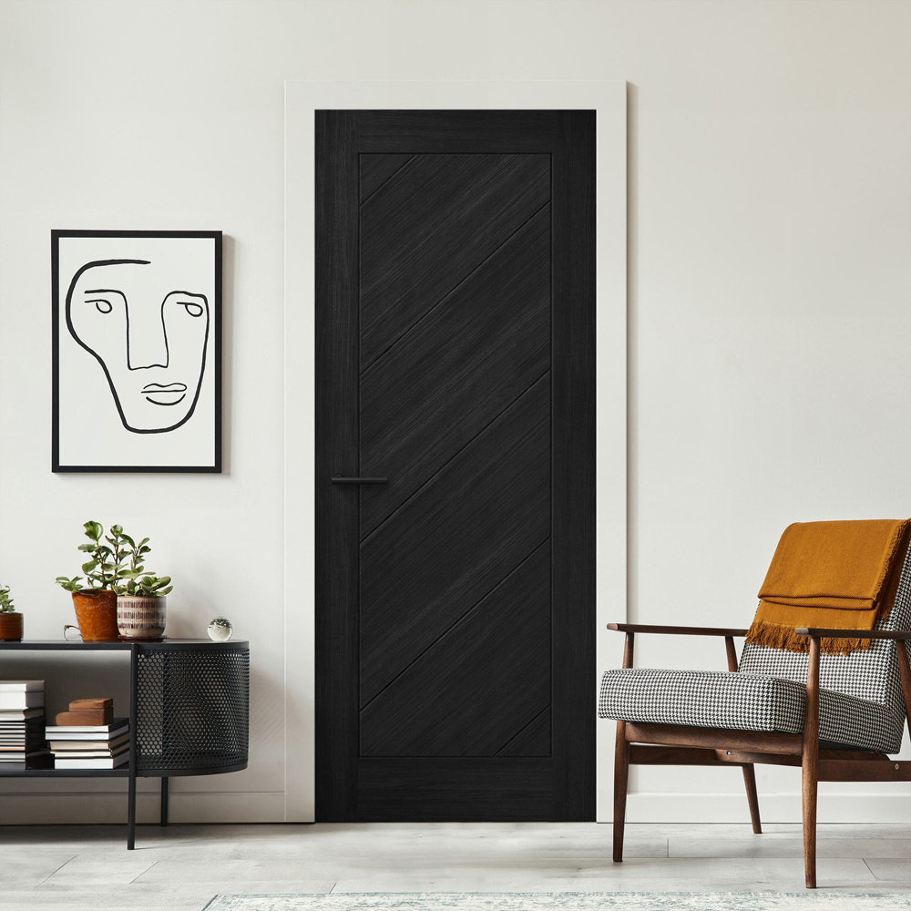 Stockholm Black Fully Finished Laminate FD30 Internal Fire Door 1981 x 838 x 44mm Image 2