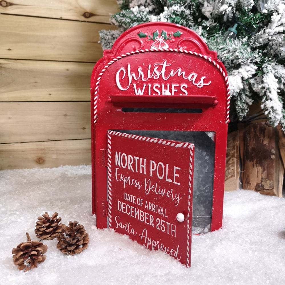 Samuel Alexander Red and White Santa Metal Post Box Christmas Decoration Image 5
