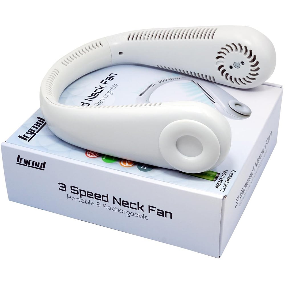 Icycool Grey 3 Speed Rechargeable Neck Fan 4000mAh Image