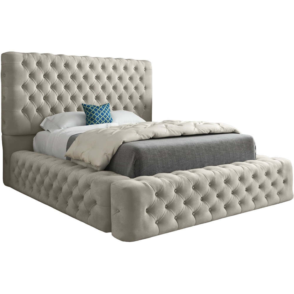 Grand Milan Silver Super King Size Upholstered Bed Frame with Pleated Chesterfield Headboard Image 2