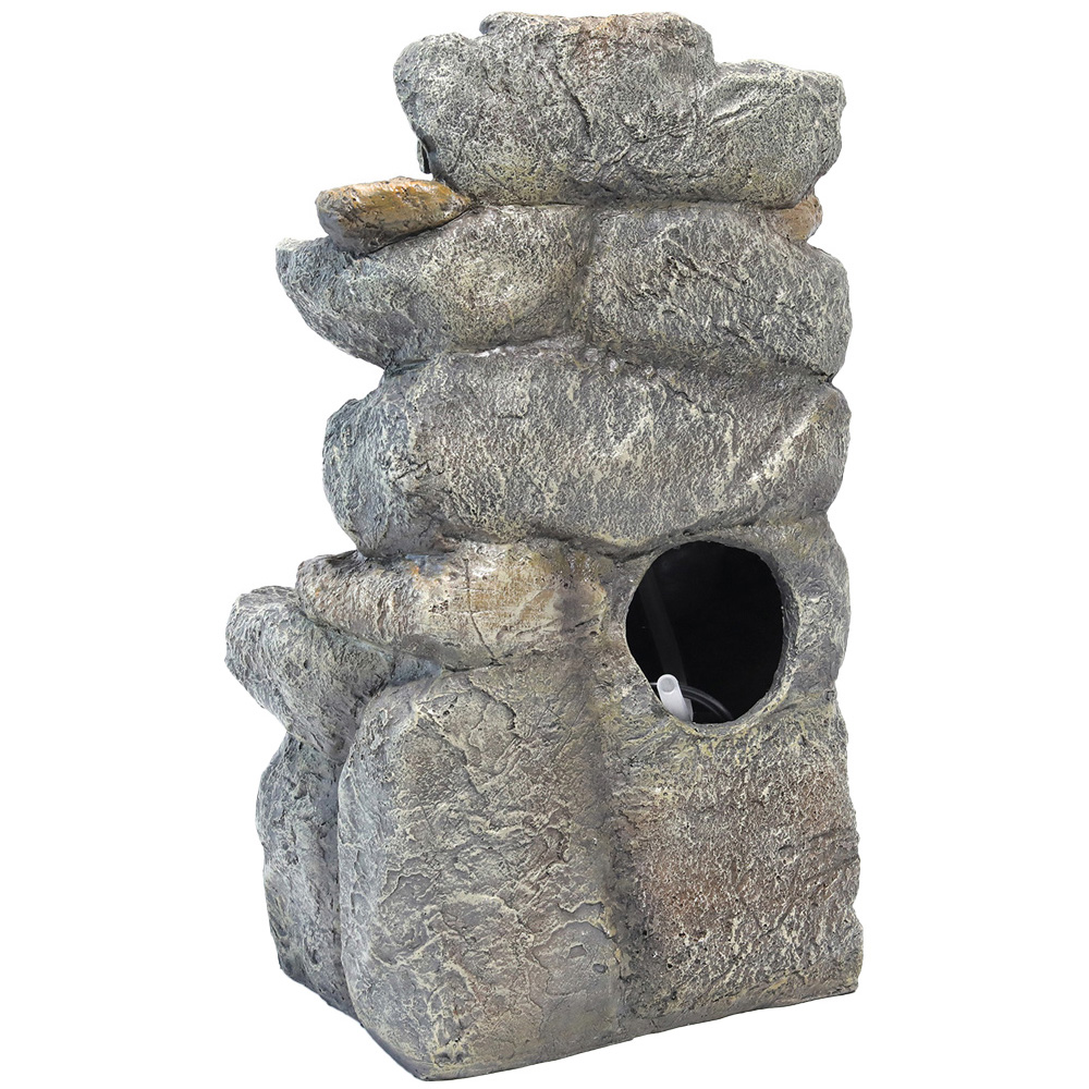 Living and Home Multi Tier Grey Rockery Fountain Image 4
