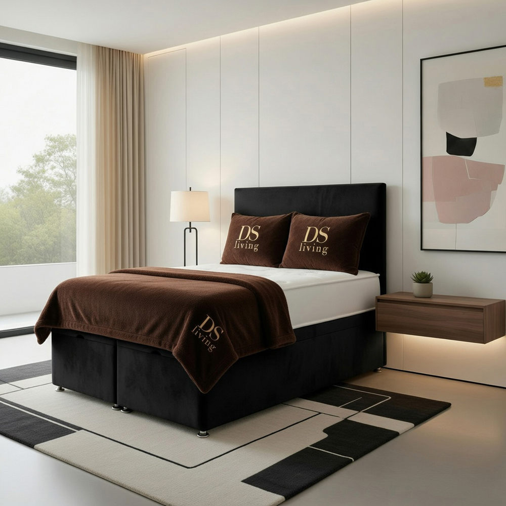 DS Living Prima Double Black Plush Divan Bed Image 3