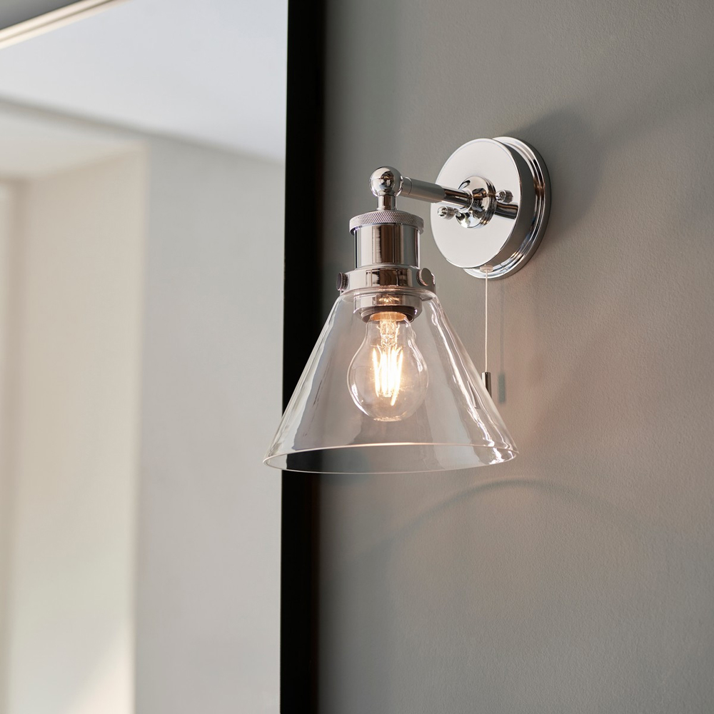Merano Catanzaro Glass Chrome Plate Bathroom Wall Light Image 2