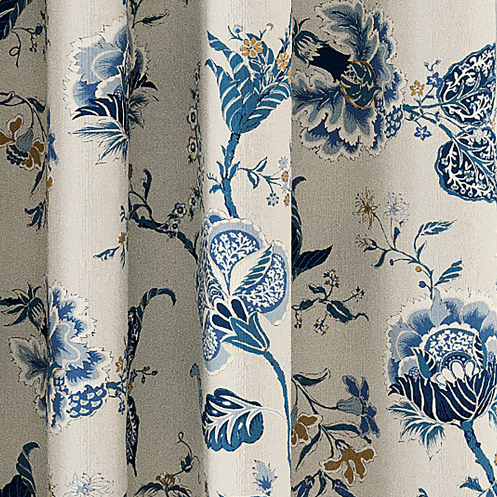 V&A Palampore Trail Blue Lined Blackout Pencil Pleat Curtains 168 x 183cm Image 3