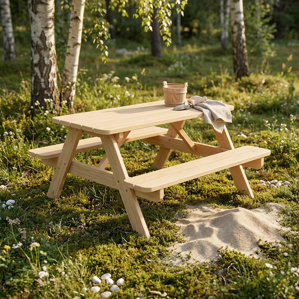 AMATA Children's Natural Classic Wooden Picnic Table Image 5