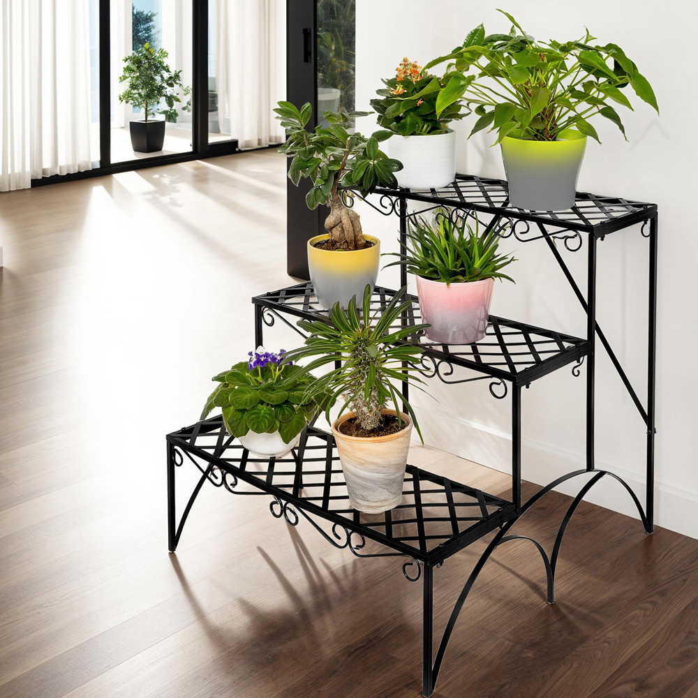 tectake 3 Level Stabilising Back Struts Plant Stand 60 x 60 x 60 cm Image 2