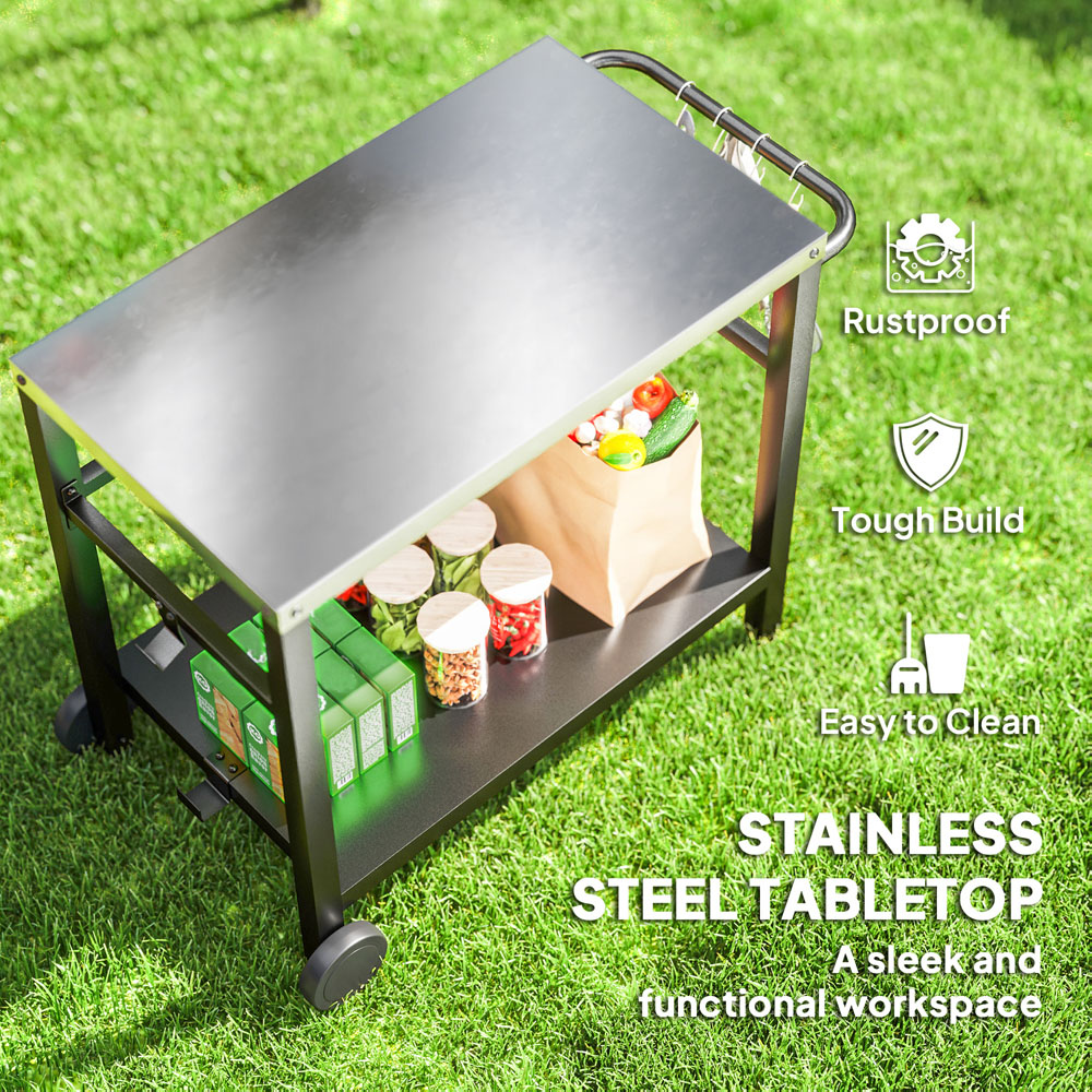 Outsunny Charcoal Grey Barbecue Table with Shelf Image 5