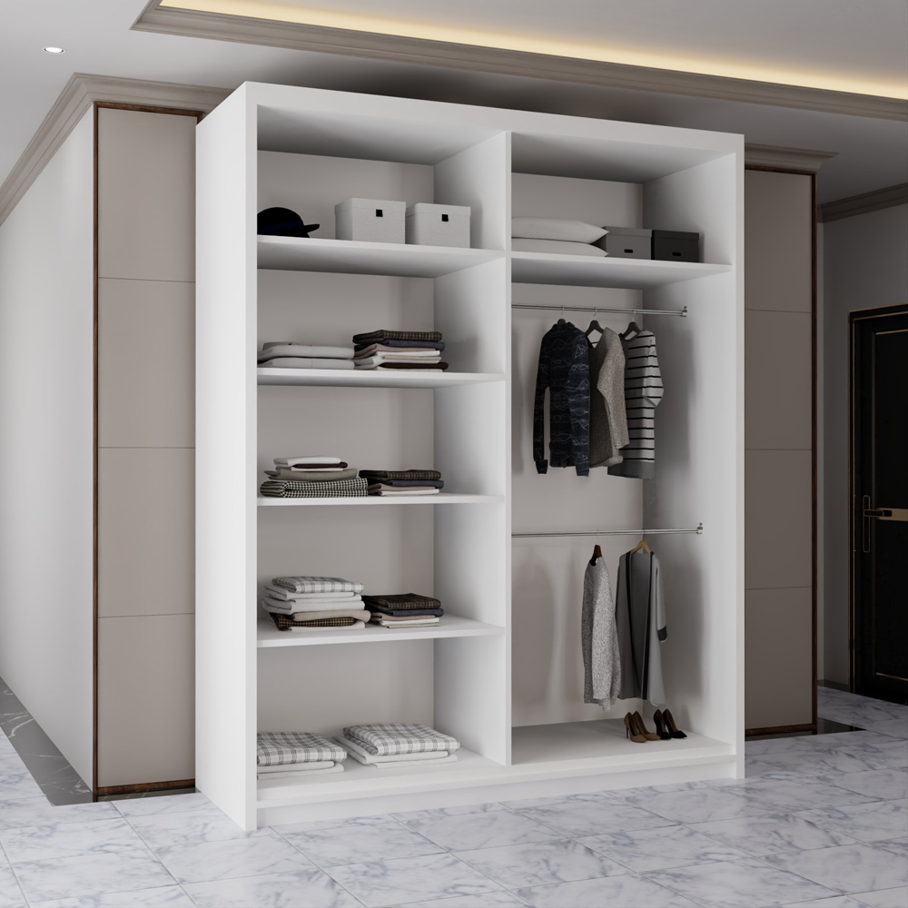 Sliding Wardrobes 4U 2 Sliding Door White Half Mirrored Wardrobe 180cm Image 3