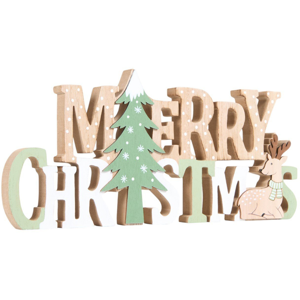 Wooden Merry Christmas Decoration Wood Image 1