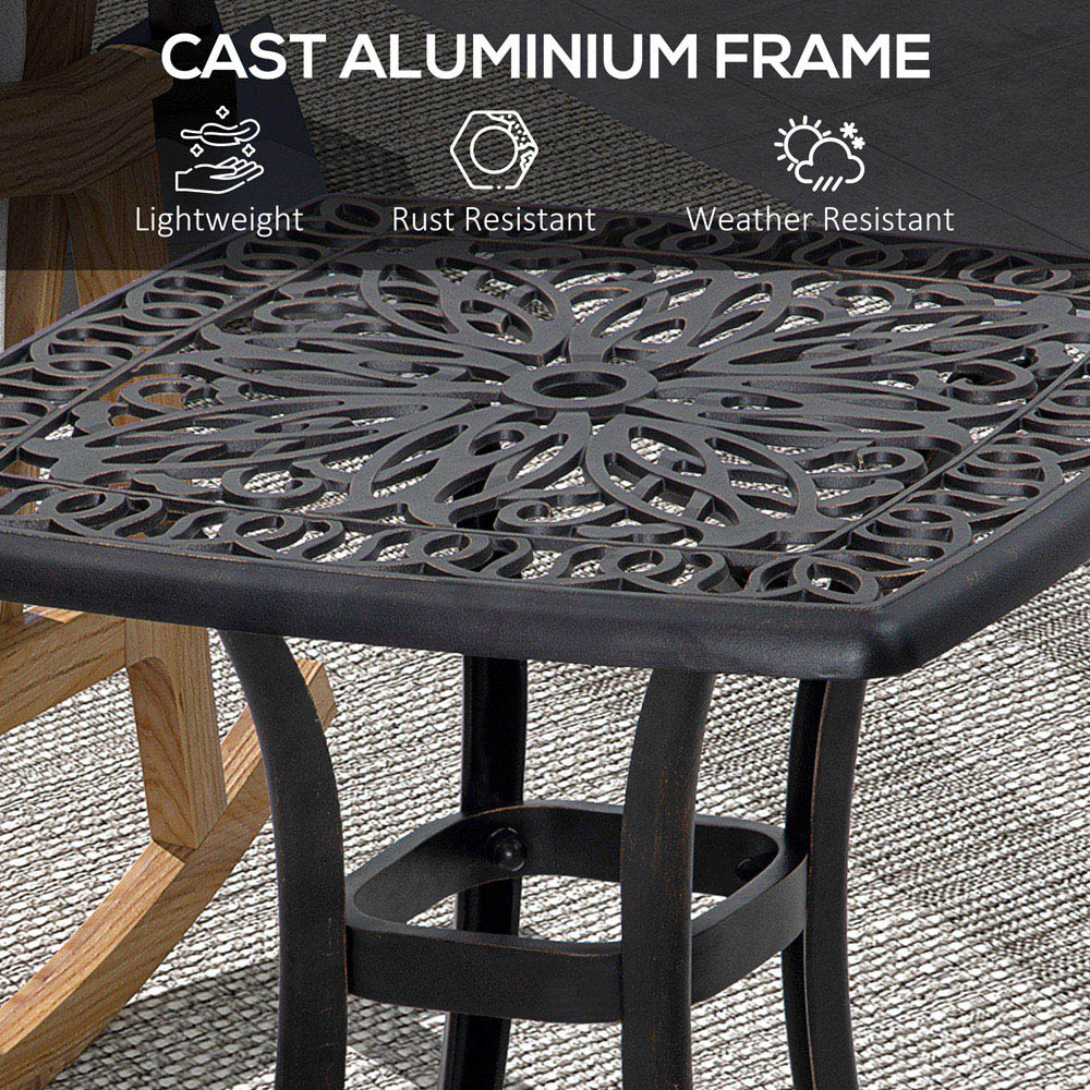 Outsunny Bistro Table with Umbrella Hole Bronze Tone Image 5