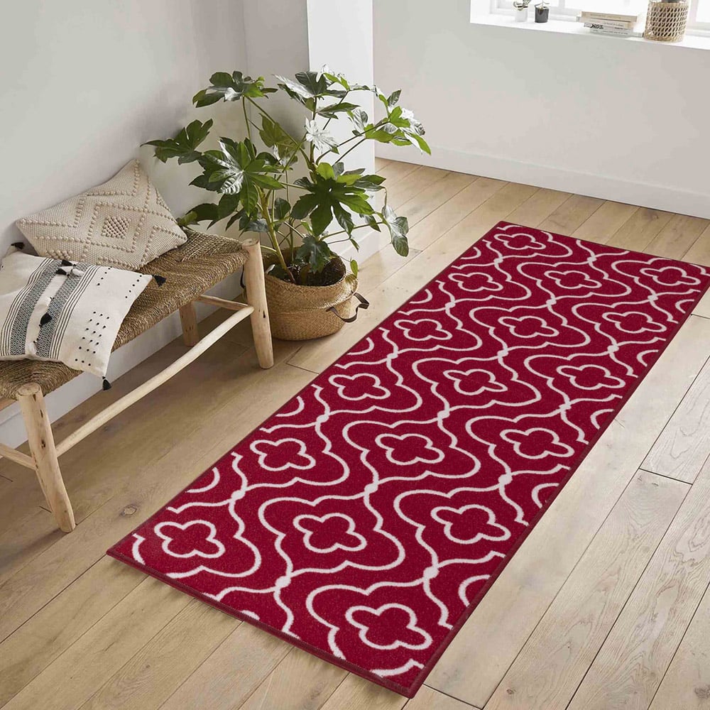 Desire Rugs Havana Red Quatrefoil Anti Slip Door Mat 220 x 160cm Image 4