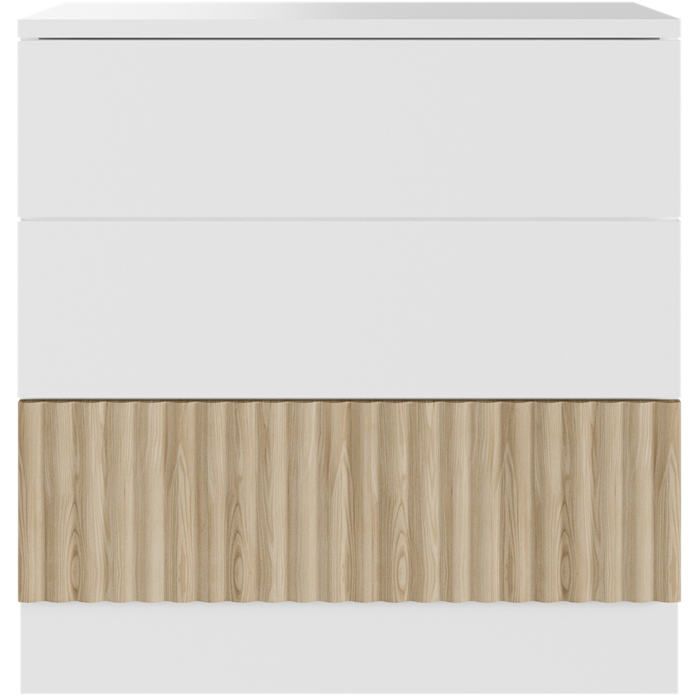 Flair Luca 6 Drawer White and Oak Ribbed Bed Frame Image 4