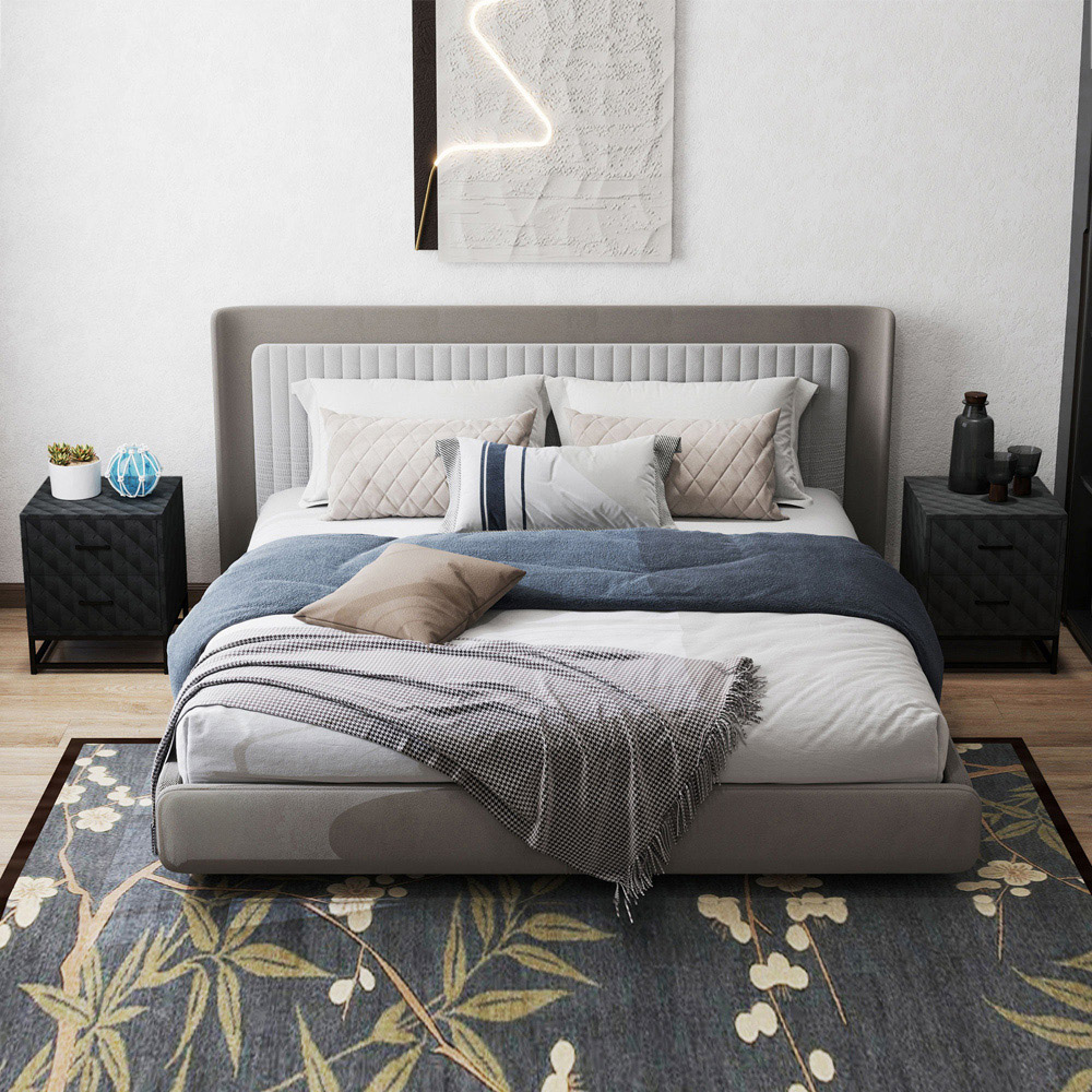 Portland 2 Drawer Black Bedside Table Set of 2 Image 4