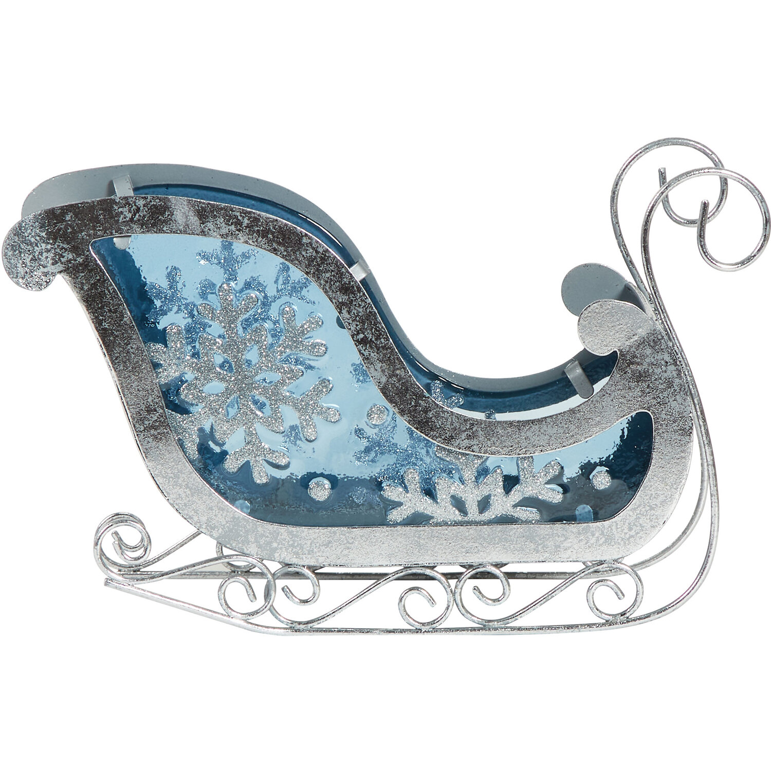 Glass Snowflake Sleigh Ornament - Blue Image 3