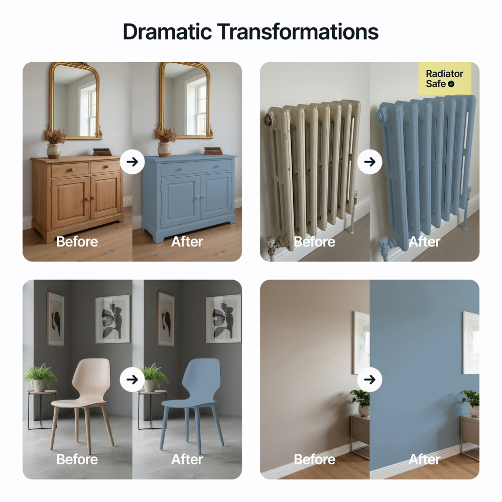 Hemway Grey Blue Furniture and Walls Matt Chalk Paint 1L Image 5