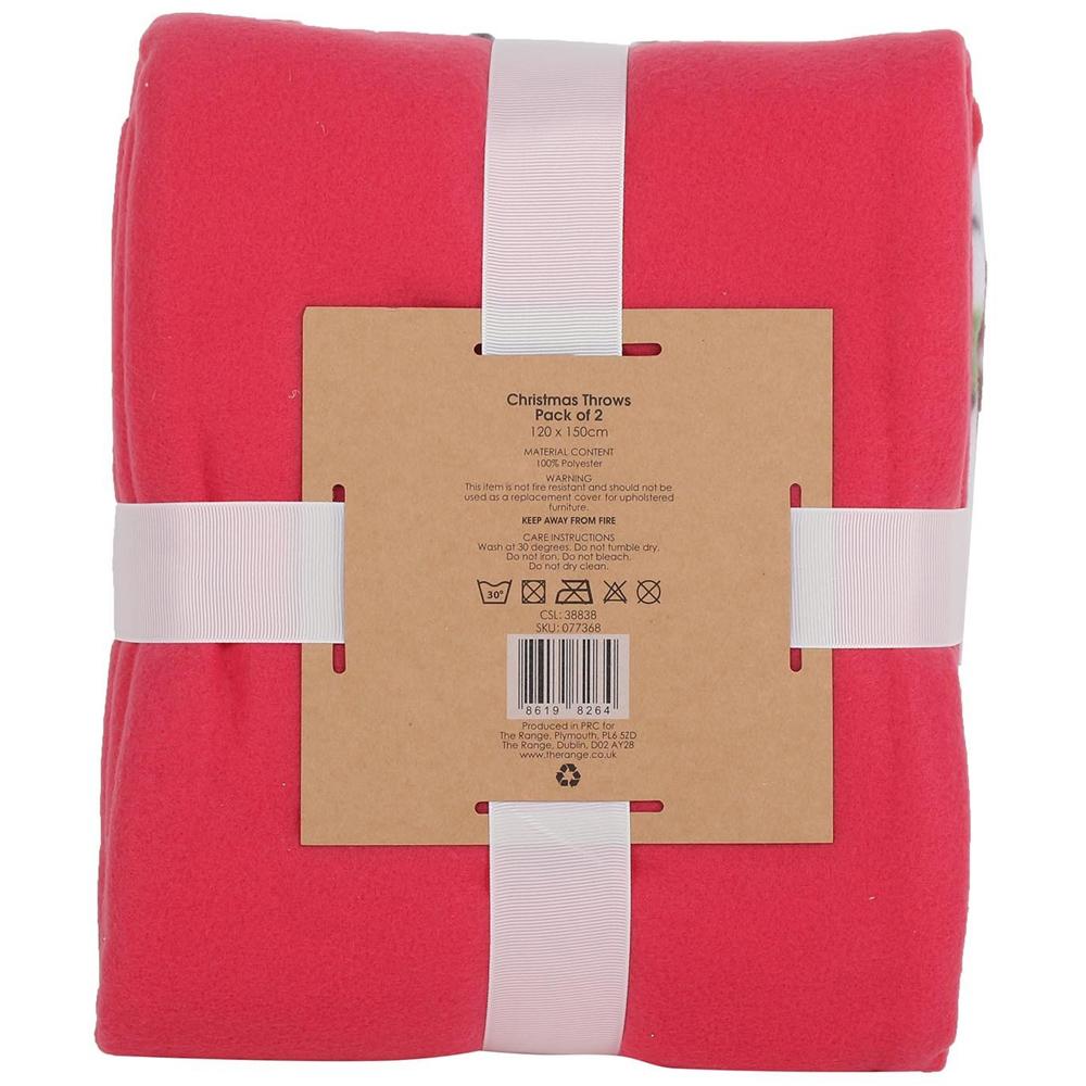 Pack of 2 Christmas Throws - Red Image 2