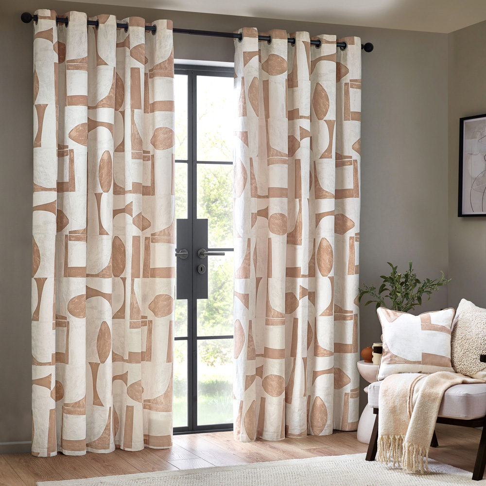 Hoem Carro Clay Abstract Eyelet Curtains 229 x 137cm Image 1