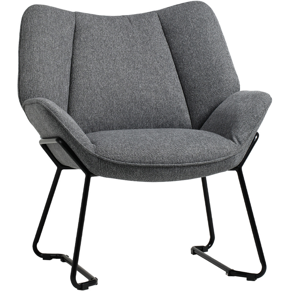 Living and Home Grey Minimalist Linen Armchair Image 2