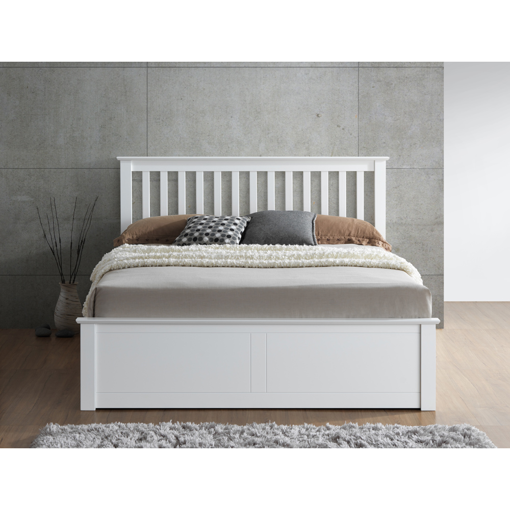 Malmo King Size White Wooden Ottoman Bed Frame Image 3