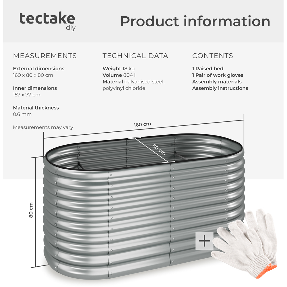 tectake Galvanised Raised Bed 804L Image 9