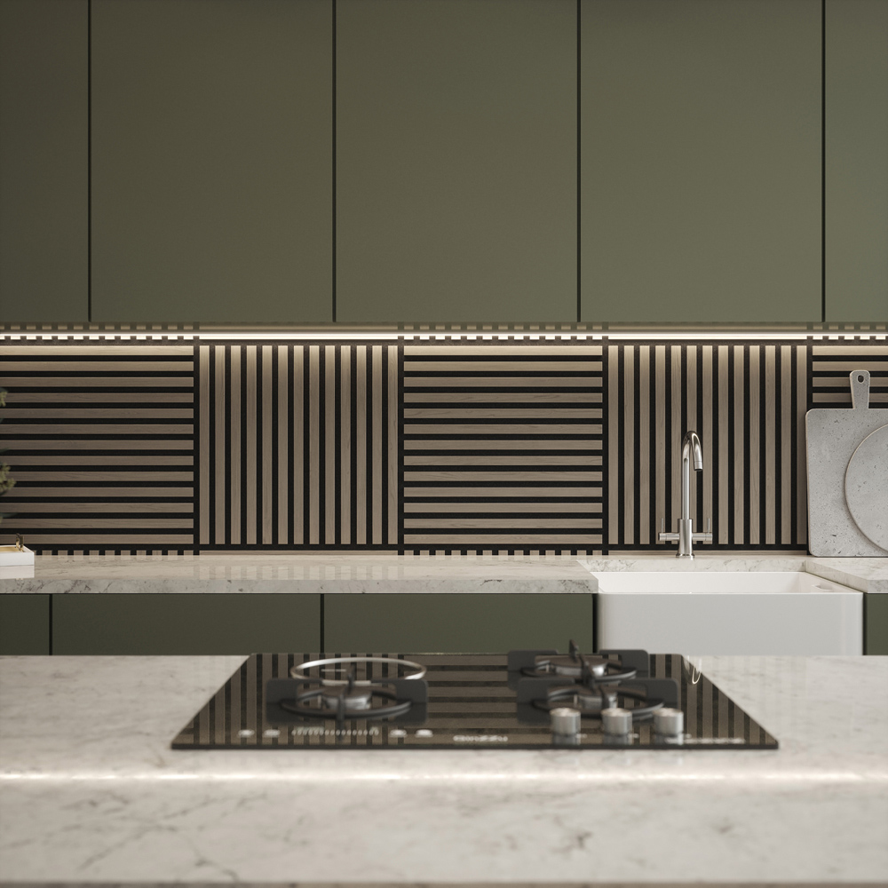 Tuscan Smoked Grey PVC Wrapped Acoustic Wall Tile 55.3 x 55.3cm 4 Pack Image 8