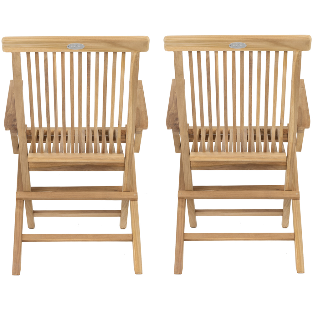 Charles Bentley Set of 2 Teak Wooden Foldable Patio Armchair Image 5