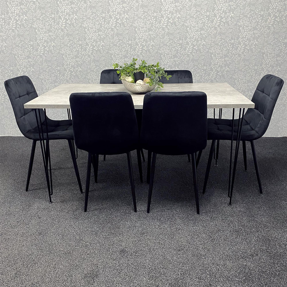 Kosy Koala 6 Seater Grey and Black Dining Table set Image 5