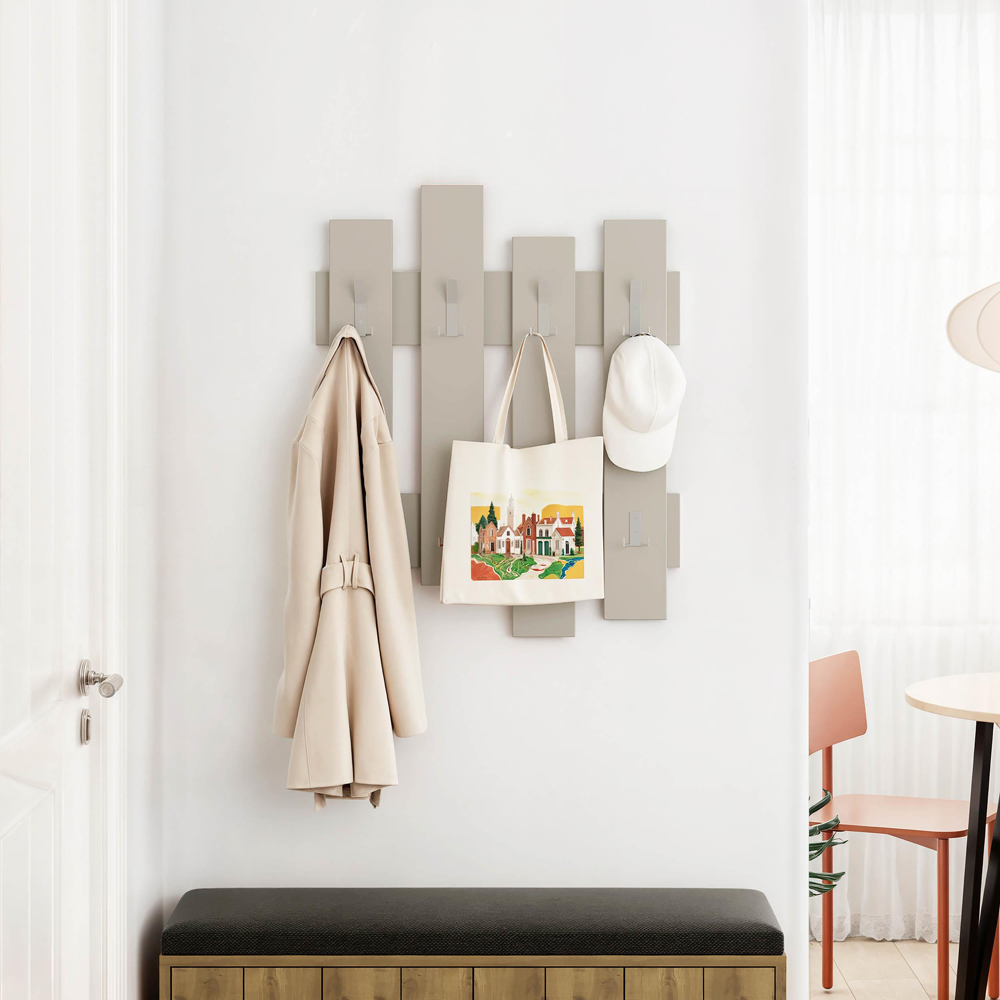 Decortie Wave Sandstone Wall Mounted Hanger with 8 Hook Image 4