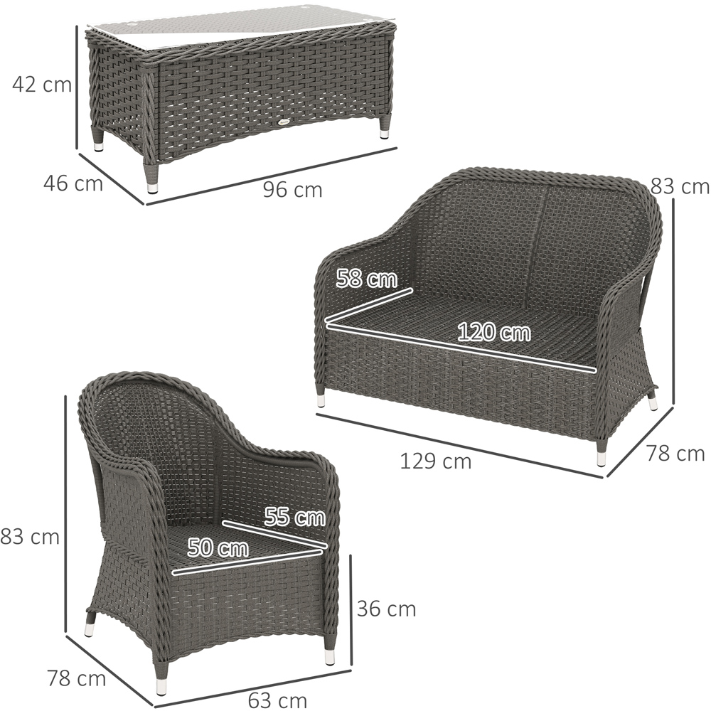 Outsunny 4 Seater Cushion Rattan Garden Patio Sofa Set Image 7