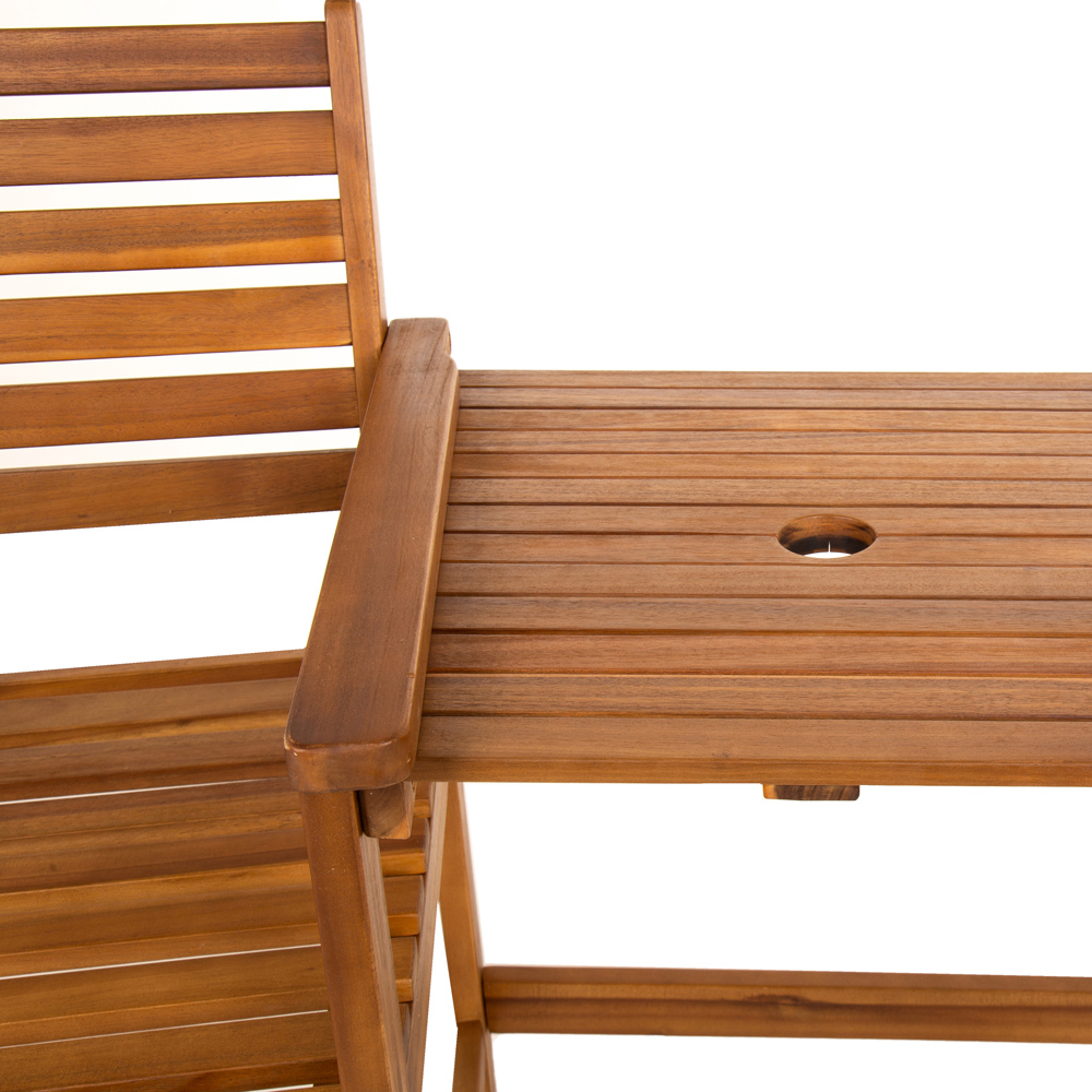 Charles Bentley 2 Seater Acacia Wooden Companion Seat Image 6