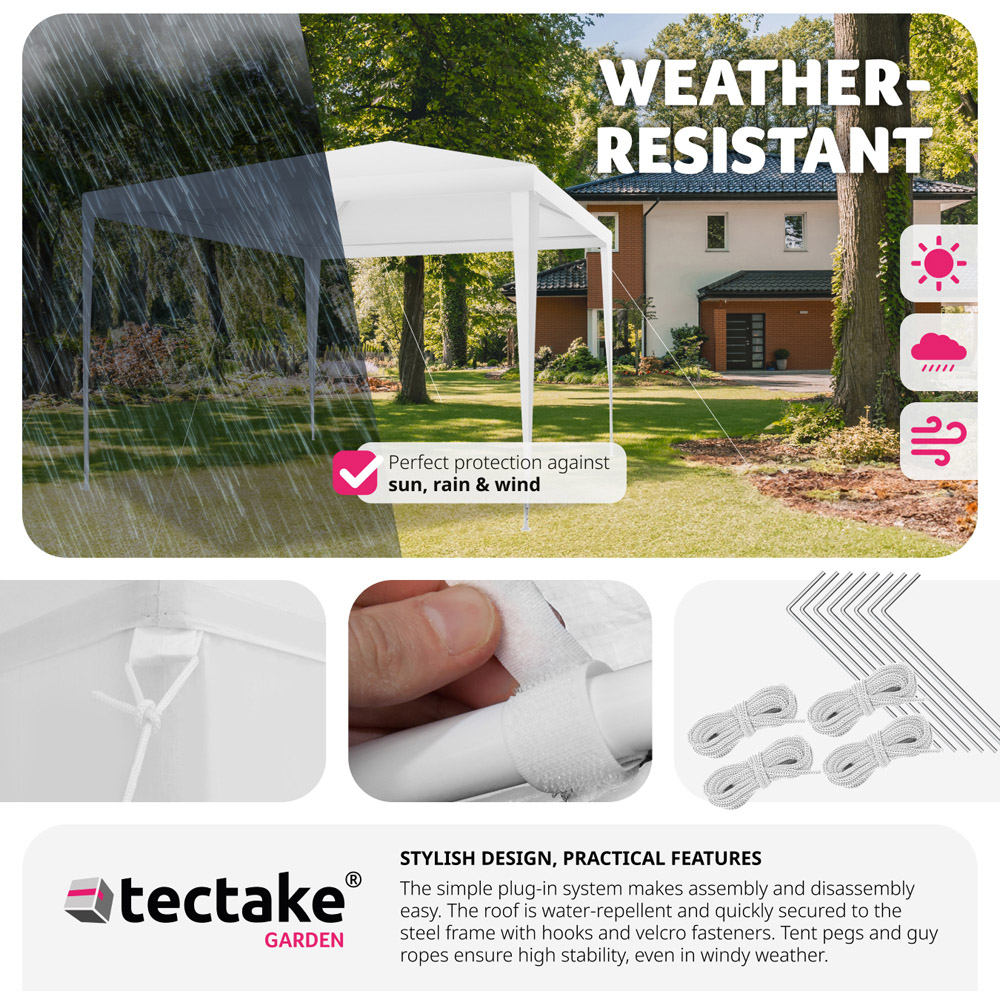 tectake Kara 3 x 3m White Water and UV Resistant Gazebo Image 4