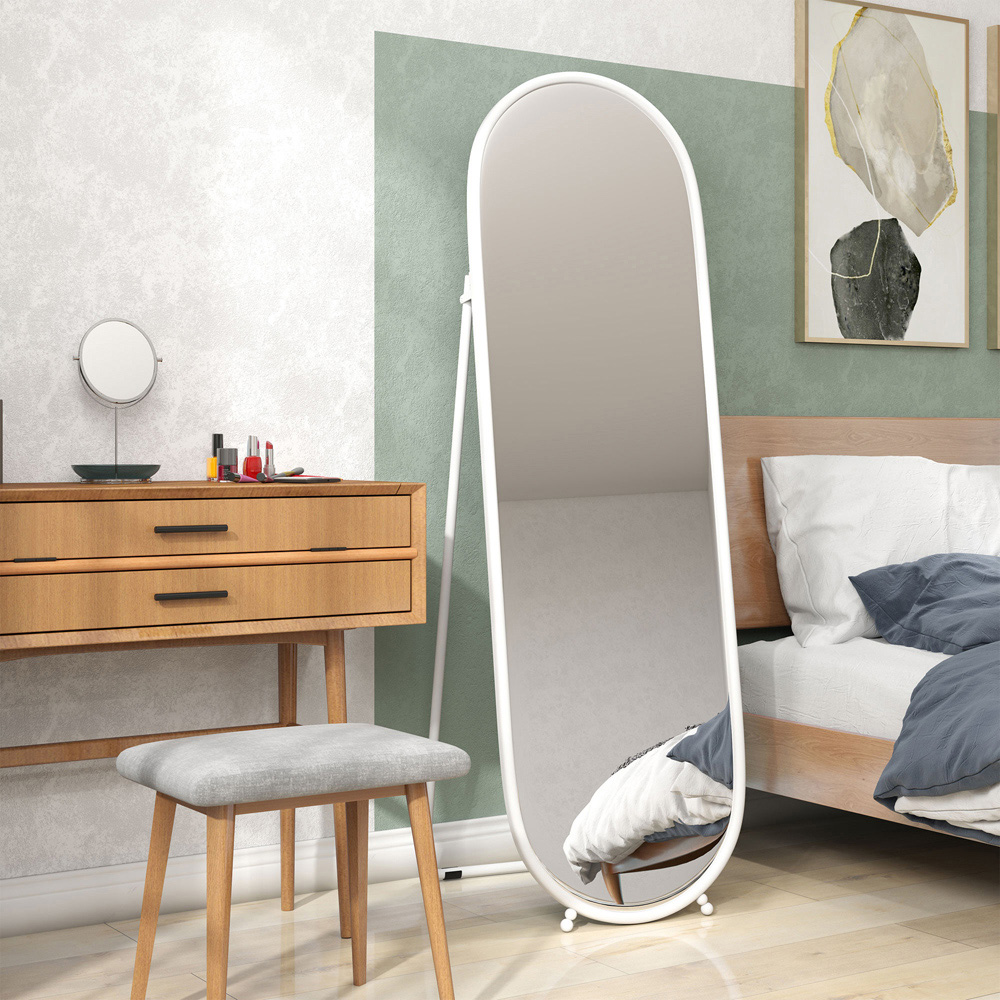 Portland White Oval Full Length Mirror Image 4