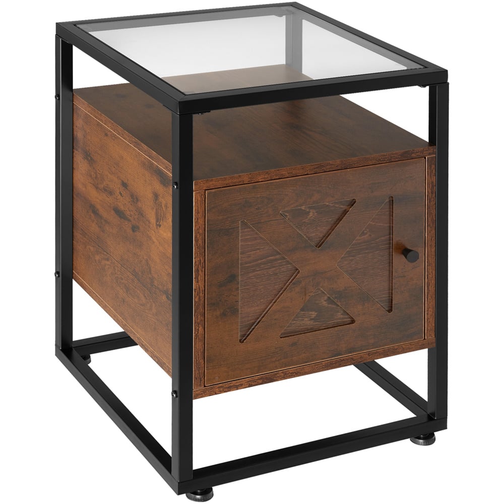 tectake Kidderminster Dark Wood Bedside Table Image 2