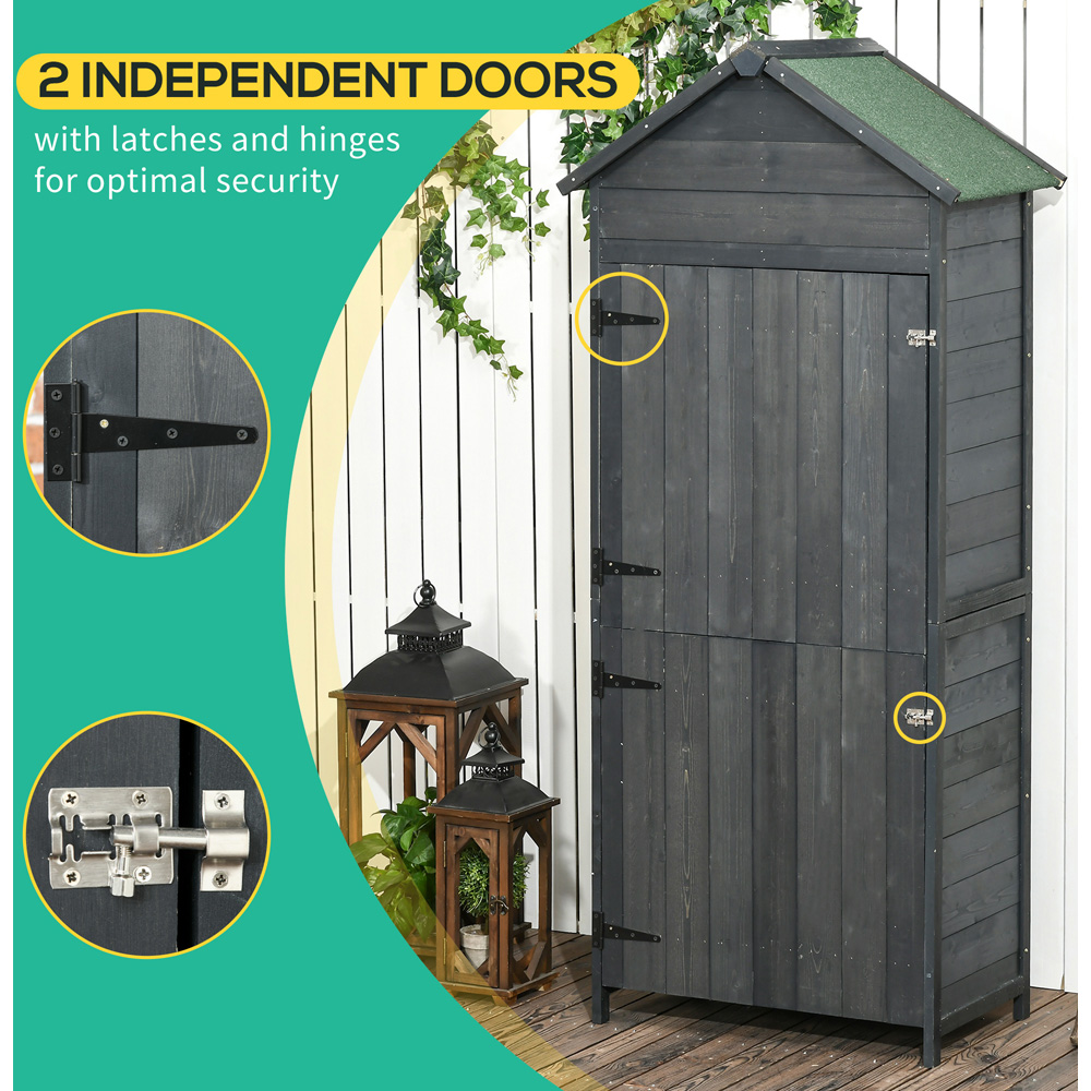 Outsunny 2.4 x 1.4ft Grey Wooden Garden Tool Shed Image 7