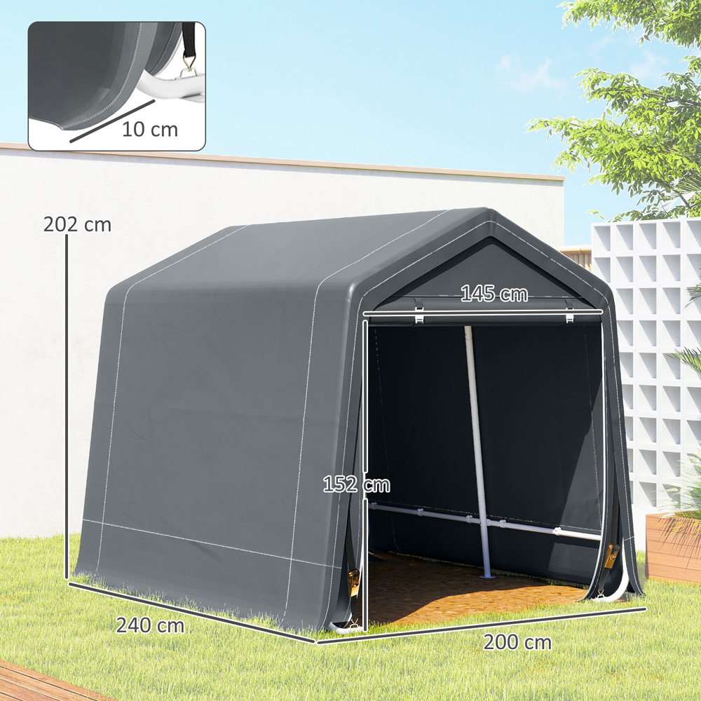 Outsunny 8 x 6.5ft Dark Grey Garden Storage Shed with Zipper Doors Image 9