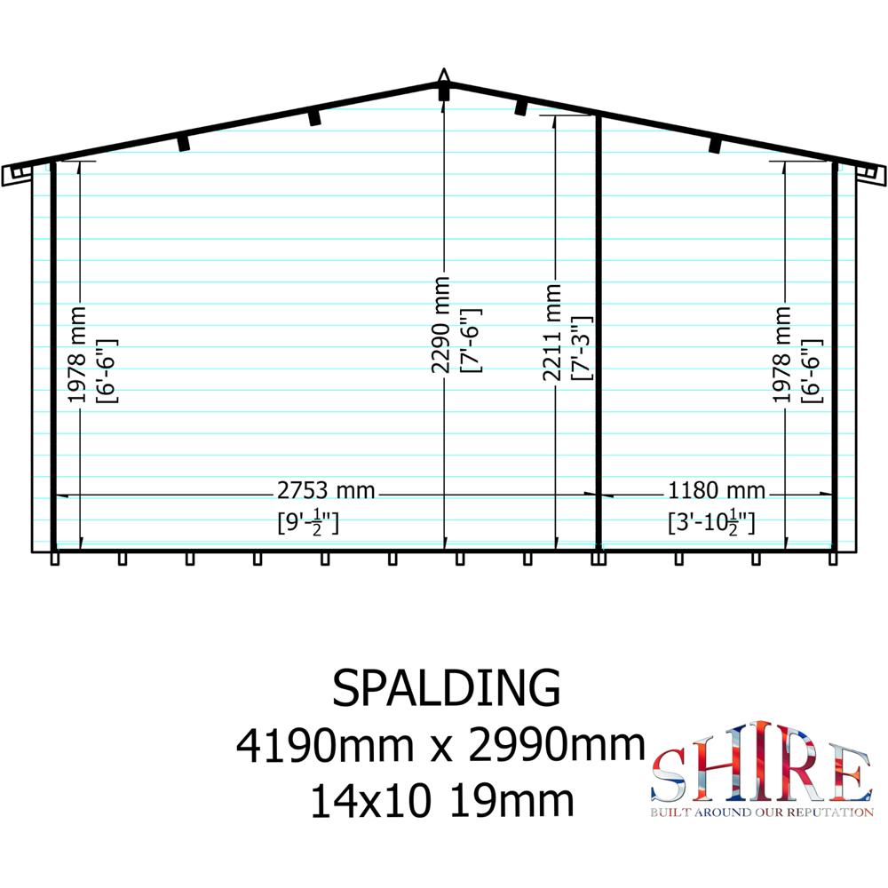 Shire Bourne 14 x 10ft Apex Garden Log Cabin Image 9