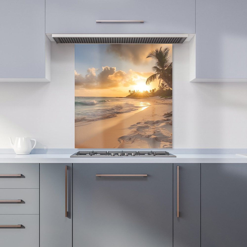 Warren Reed Designer Sunrise In Paradise Glass Kitchen Splashback 65 x 70cm Image 1