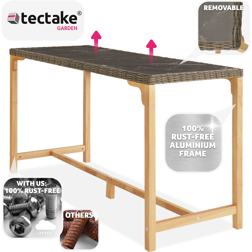 tectake 6 Seater Nature Polyrattan Garden Bar Bistro Table Image 3