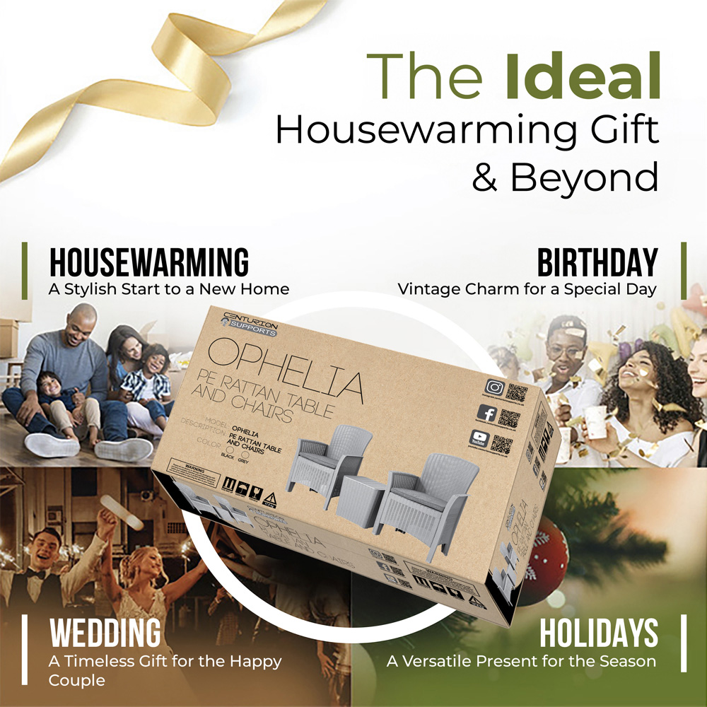 Centurion Supports Ophelia 2 Seater Grey Rattan Armchair Set with Side Table Image 5